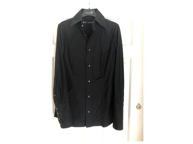 Camisa Dsquared2 Slim Fit Negra de Algodón con Botones Logo Negro - vista 3