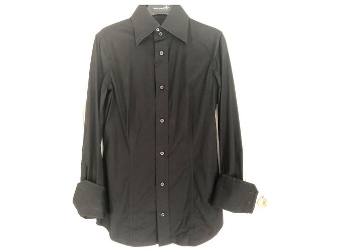 Camisa Dsquared2 Slim Fit Negra de Algodón con Botones Logo Negro - vista 4