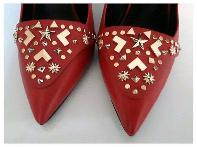 Décolleté Pierre Balmain in pelle rossa con dettagli dorati 37 Rosso - vista 4