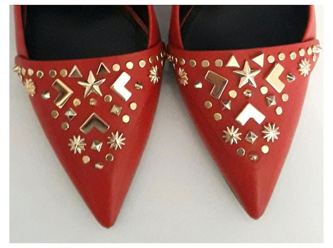 Décolleté Pierre Balmain in pelle rossa con dettagli dorati 37 Rosso - vista 6