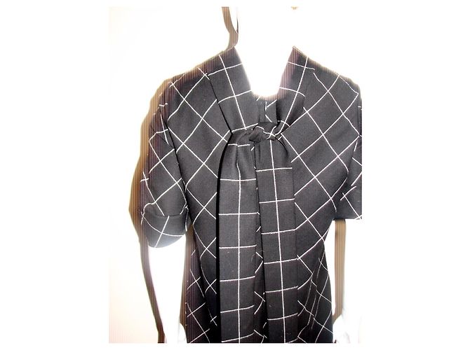 Escada wool dress with shawl collar Black White - view 4