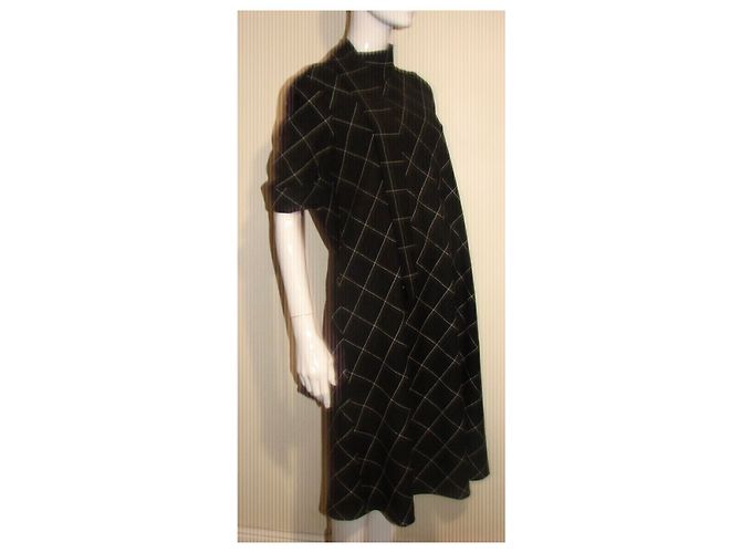 Escada wool dress with shawl collar Black White - view 5