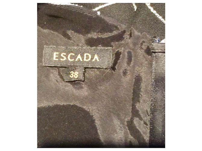 Escada wool dress with shawl collar Black White - view 7