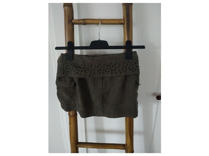 Minifalda de seda Iro Zoe caqui - vista 2