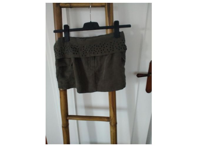 Minifalda de seda Iro Zoe caqui - vista 3