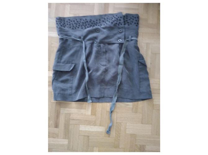 Minifalda de seda Iro Zoe caqui - vista 5