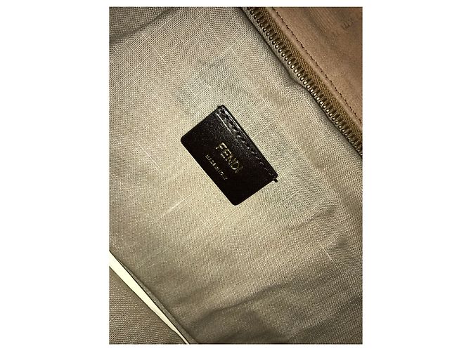 Borsa cabas Fendi Pelliccia beige e marrone scuro pelle - vista 4