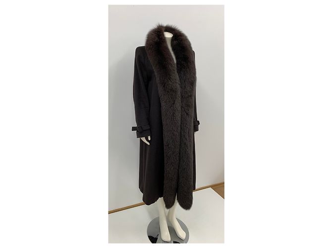Abrigo Max Mara de Lana Marrón Oscuro - vista 12