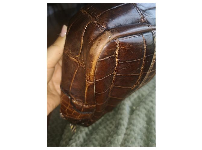 Borsa a mano Christian Dior Boston in coccodrillo marrone - vista 4