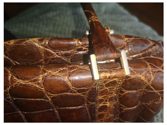 Borsa a mano Christian Dior Boston in coccodrillo marrone - vista 5
