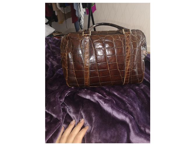 Borsa a mano Christian Dior Boston in coccodrillo marrone - vista 6