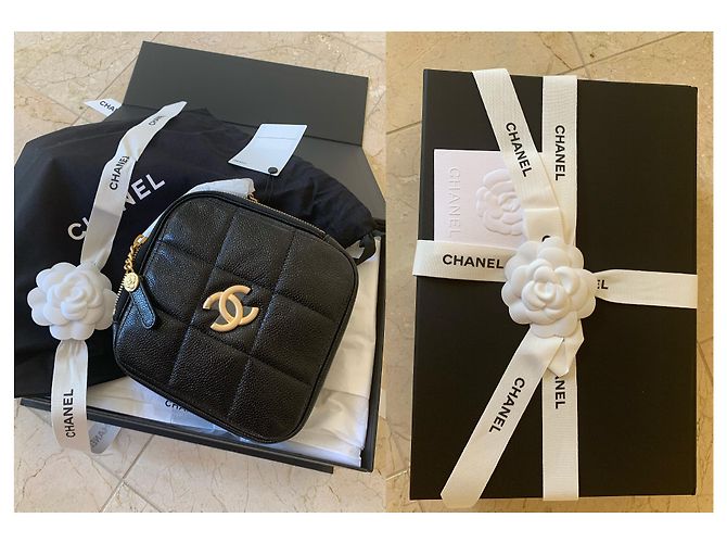 Chanel Runway Black Caviar Leder Diamond Cut Bag Goldkette Schwarz - Ansicht 11
