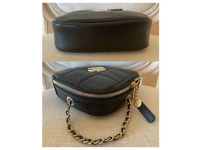 Chanel Runway Black Caviar Leder Diamond Cut Bag Goldkette Schwarz - Ansicht 4
