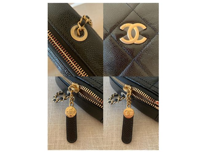 Chanel Runway Black Caviar Leder Diamond Cut Bag Goldkette Schwarz - Ansicht 5