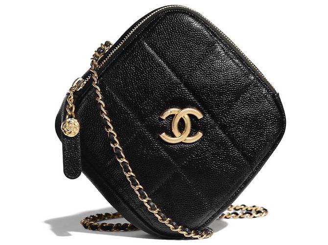 Chanel Runway Black Caviar Leder Diamond Cut Bag Goldkette Schwarz - Ansicht 8