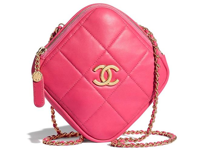 Chanel Runway Pink Lambskin Leder Diamond Cut Handtasche - Ansicht 6