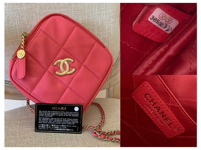 Chanel Runway Pink Lambskin Leder Diamond Cut Handtasche - Ansicht 8