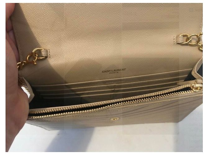 Saint Laurent Portafoglio con catena a busta Beige - vista 3