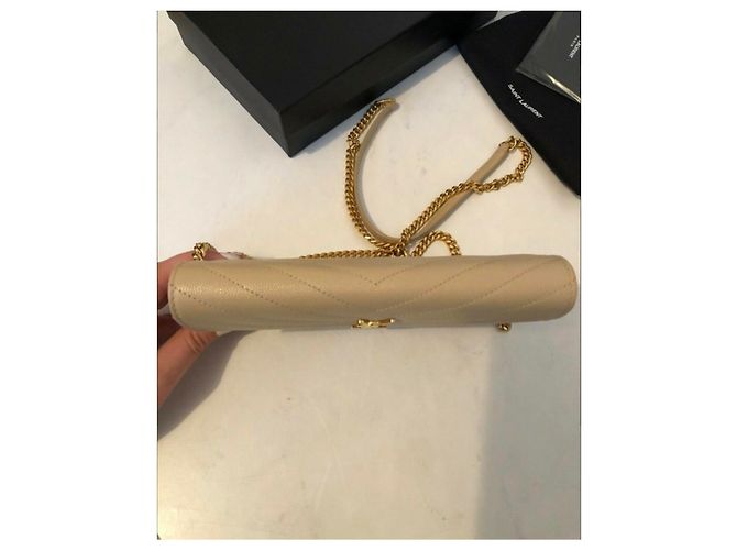 Saint Laurent Portafoglio con catena a busta Beige - vista 4
