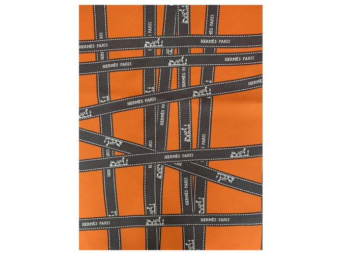 Hermès Orange Seide Bolduc Schal - Ansicht 3