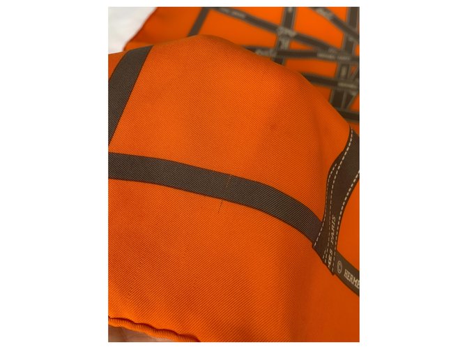 Hermès Orange Seide Bolduc Schal - Ansicht 4