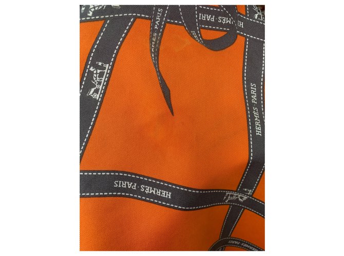 Hermès Orange Seide Bolduc Schal - Ansicht 5