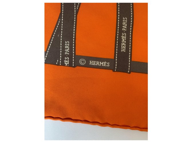 Hermès Orange Seide Bolduc Schal - Ansicht 6