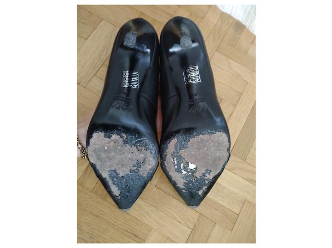 Décolleté Zapa in pelle nera e camoscio con borchie 37 Nero Argento - vista 4
