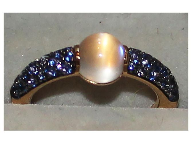 Pomellato M'AMA NON M'AMA Ring Gelbgold Mondstein und Saphire Golden - Ansicht 4