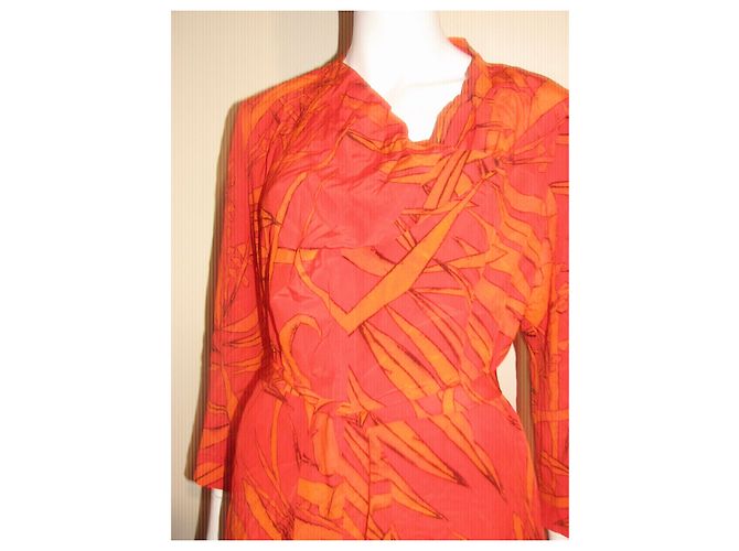 Vestido Escada de seda rojo y naranja con cinturón Roja - vista 2