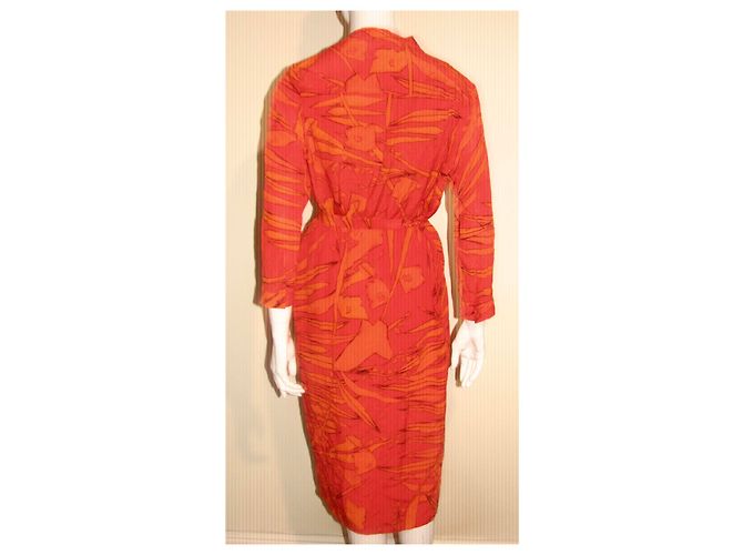 Vestido Escada de seda rojo y naranja con cinturón Roja - vista 3
