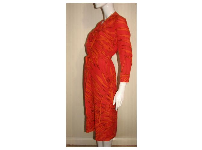Vestido Escada de seda rojo y naranja con cinturón Roja - vista 4