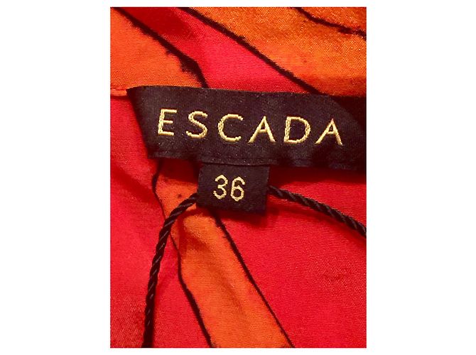 Vestido Escada de seda rojo y naranja con cinturón Roja - vista 6
