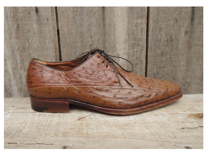 derbies A. Testoni p 40 en autruche Marron clair - vue 2