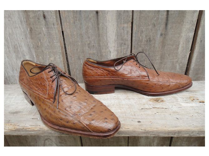 derbies A. Testoni p 40 en autruche Marron clair - vue 3