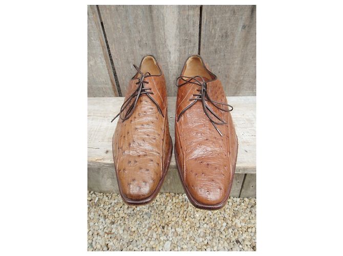 derbies A. Testoni p 40 en autruche Marron clair - vue 4