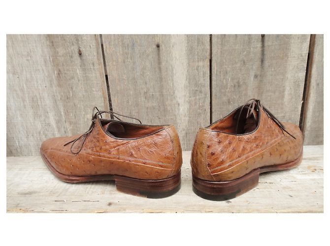 derbies A. Testoni p 40 en autruche Marron clair - vue 5