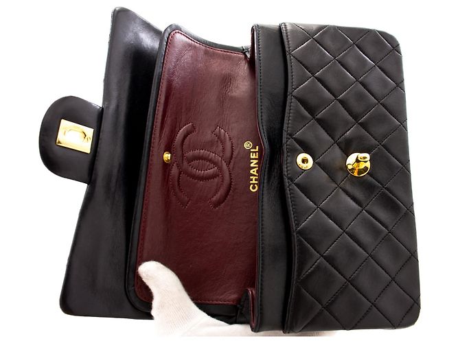 Borsa classica Chanel in pelle di agnello nera Nero - vista 10