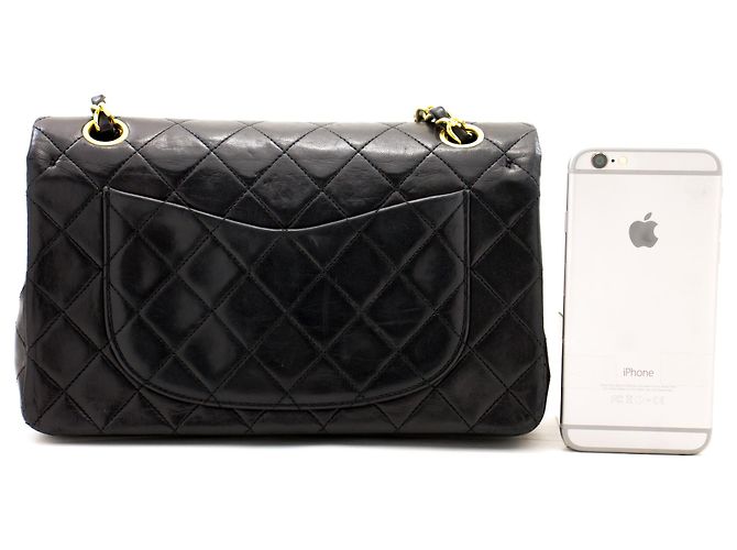 Borsa classica Chanel in pelle di agnello nera Nero - vista 3