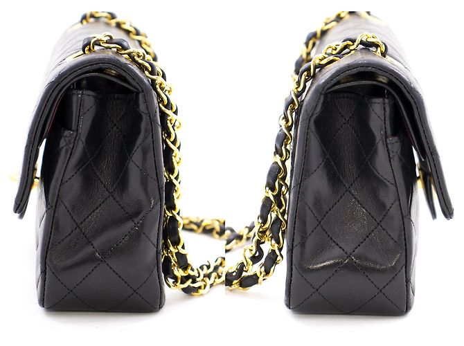 Borsa classica Chanel in pelle di agnello nera Nero - vista 5