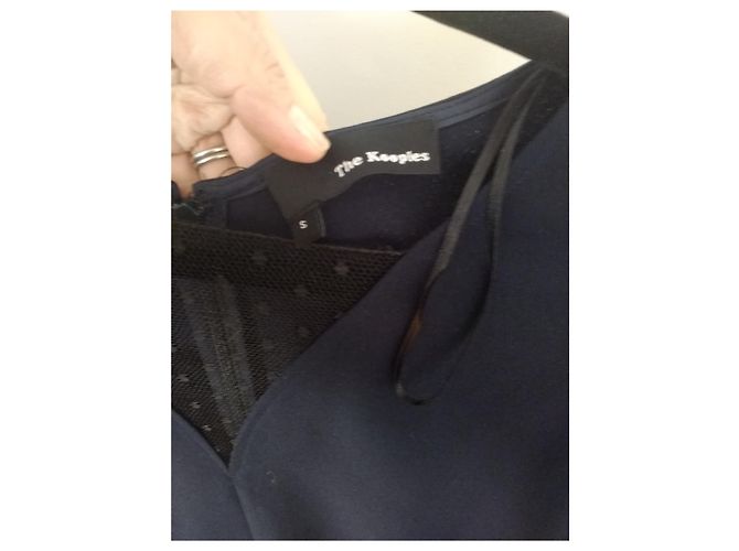 The Kooples Kleid Dunkelblau mit Spitzendetails Schwarz Marineblau - Ansicht 6