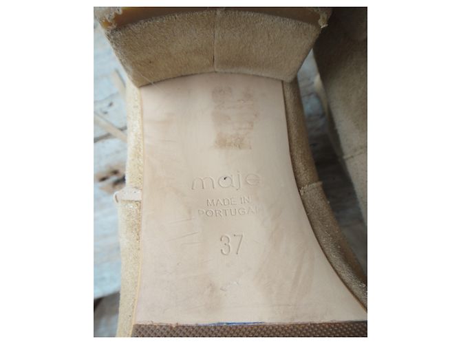 Botas Maje beige de ante talla 37 - vista 7
