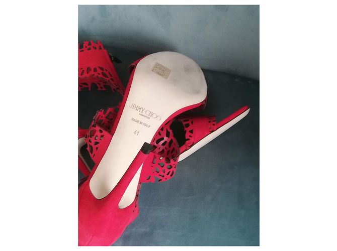 Sandalias Jimmy Choo de piel roja con cremallera - vista 15