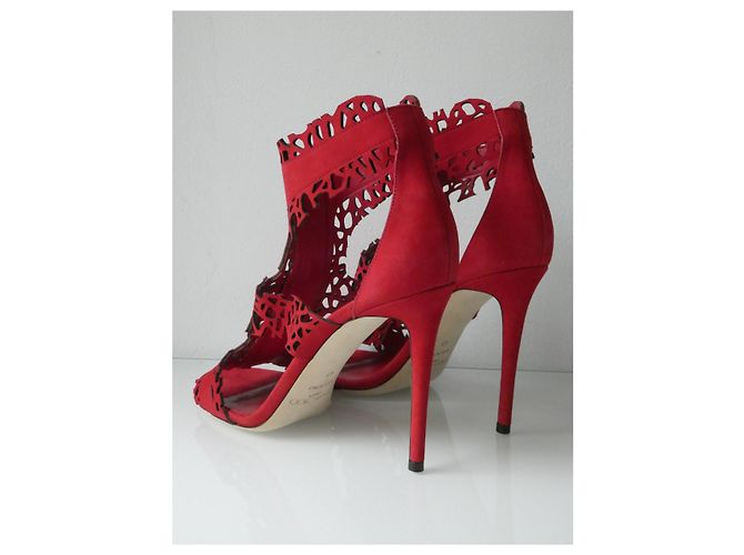 Sandalias Jimmy Choo de piel roja con cremallera - vista 4