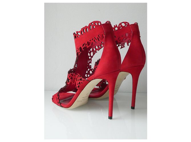 Sandalias Jimmy Choo de piel roja con cremallera - vista 5