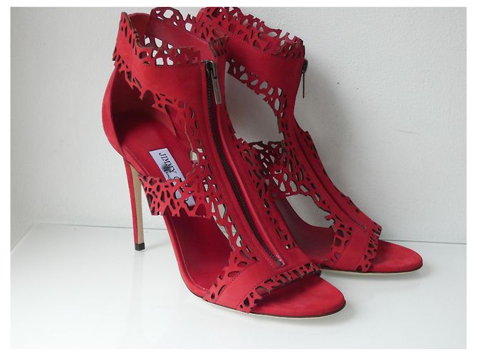 Sandalias Jimmy Choo de piel roja con cremallera - vista 7