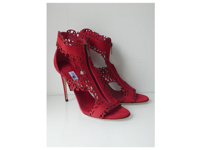 Sandalias Jimmy Choo de piel roja con cremallera - vista 8