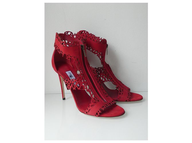 Sandalias Jimmy Choo de piel roja con cremallera - vista 9