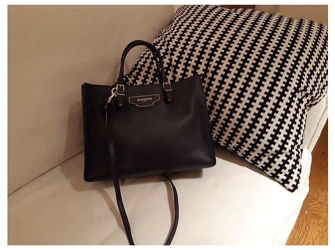 Borsa Balenciaga Papier mini blu in pelle - vista 4