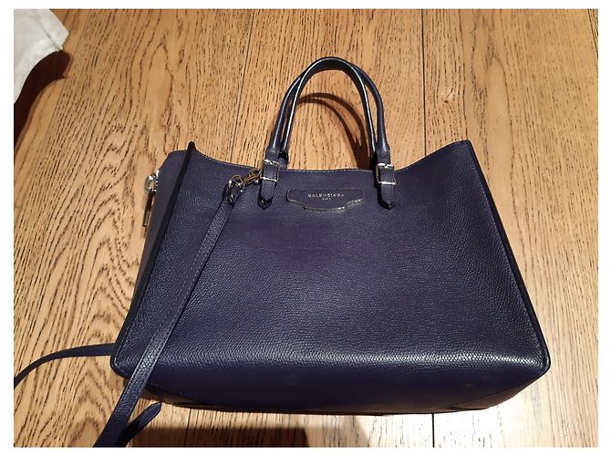 Borsa Balenciaga Papier mini blu in pelle - vista 5